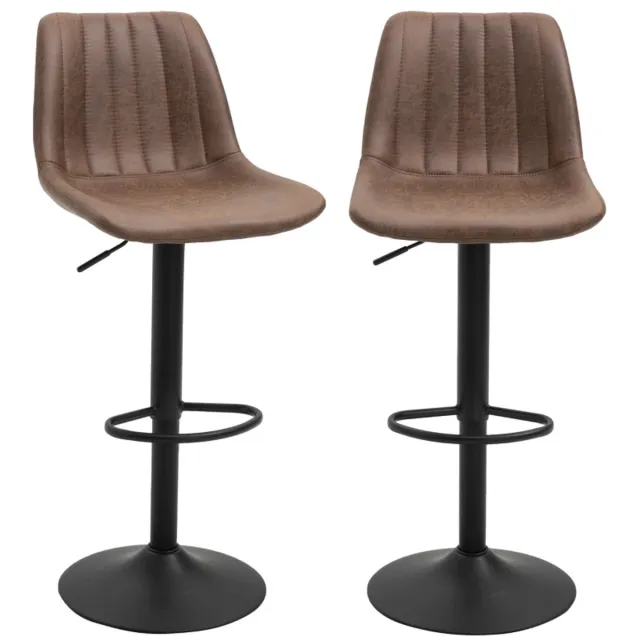 ZYLARO Barkruk - Set Van 2 - Retro Design - Inclusief Voetsteun - In Hoogte Verstelbaar - Gasveer - Bruin En Zwart bruin+zwart