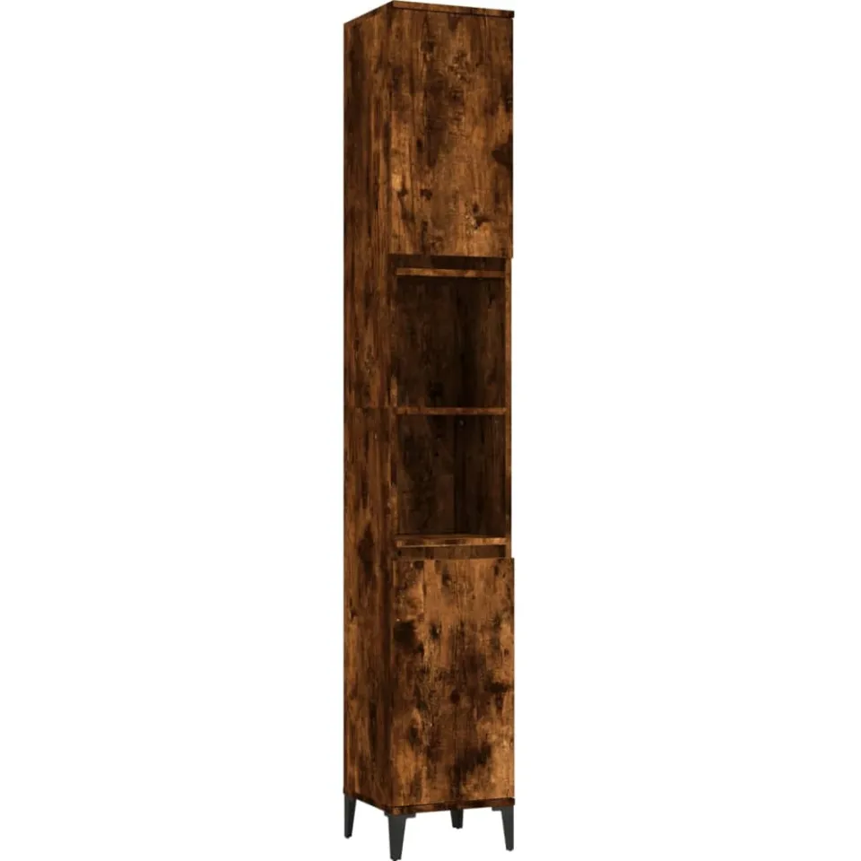 vidaXL 3-delige Badkamermeubelset bewerkt hout gerookt eikenkleurig, foto 4