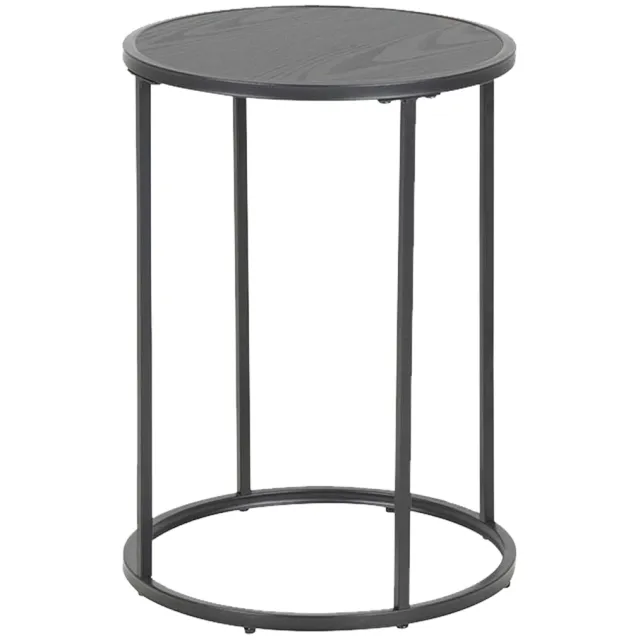 Lisomme Vic houten bijzettafel zwart - Ø 40 cm