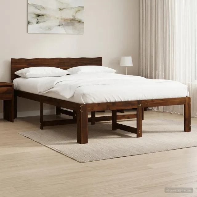 vidaXL Tweepersoonsbed met hoofdeinde ROSTOCK Donkerbruin 140 x 200 cm