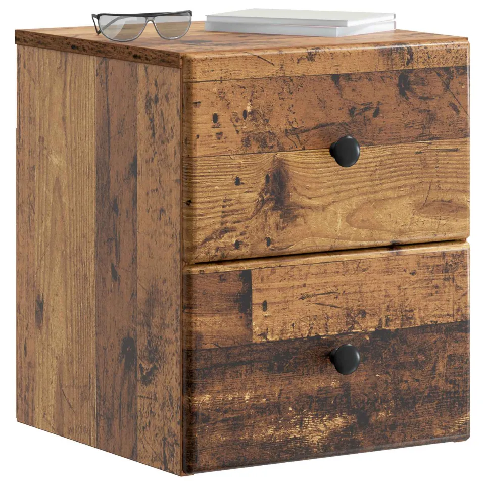 vidaXL Wandbeugel Bedkast 2 st Oud hout 34,5 x 33 x 40 cm Bewerkt hout Bruin
