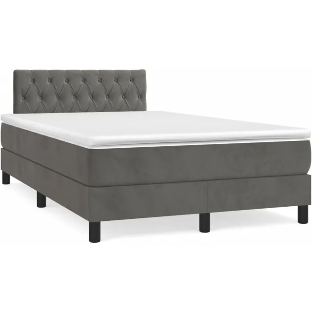 vidaXL Boxspring met matras fluweel donkergrijs 120x190 cm grijs