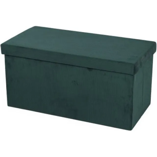 Urban Living Hocker bank - poef XXL - opbergbox - smaragd groen - polyester/mdf - 76 x 38 x 38 cm - opvouwbaar Emerald groen