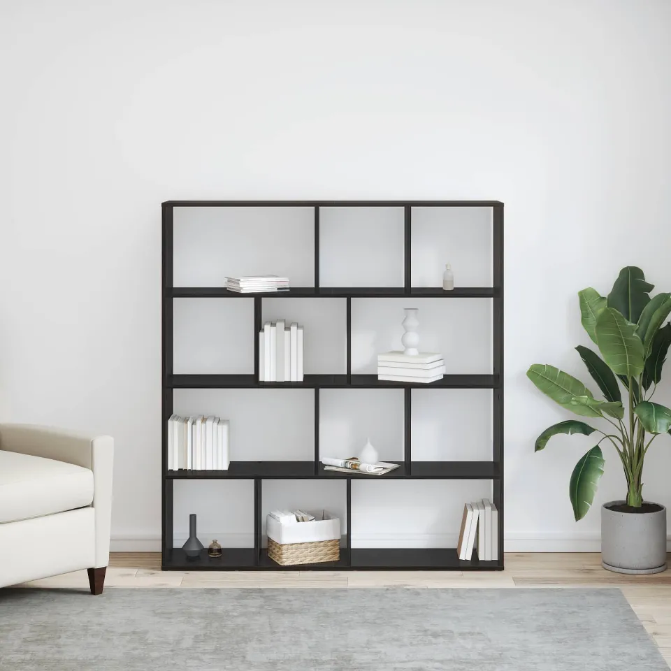 vidaXL Boekenkast 12-laags 132 x 29 x 141,5 cm Bewerkt hout zwart, foto 3