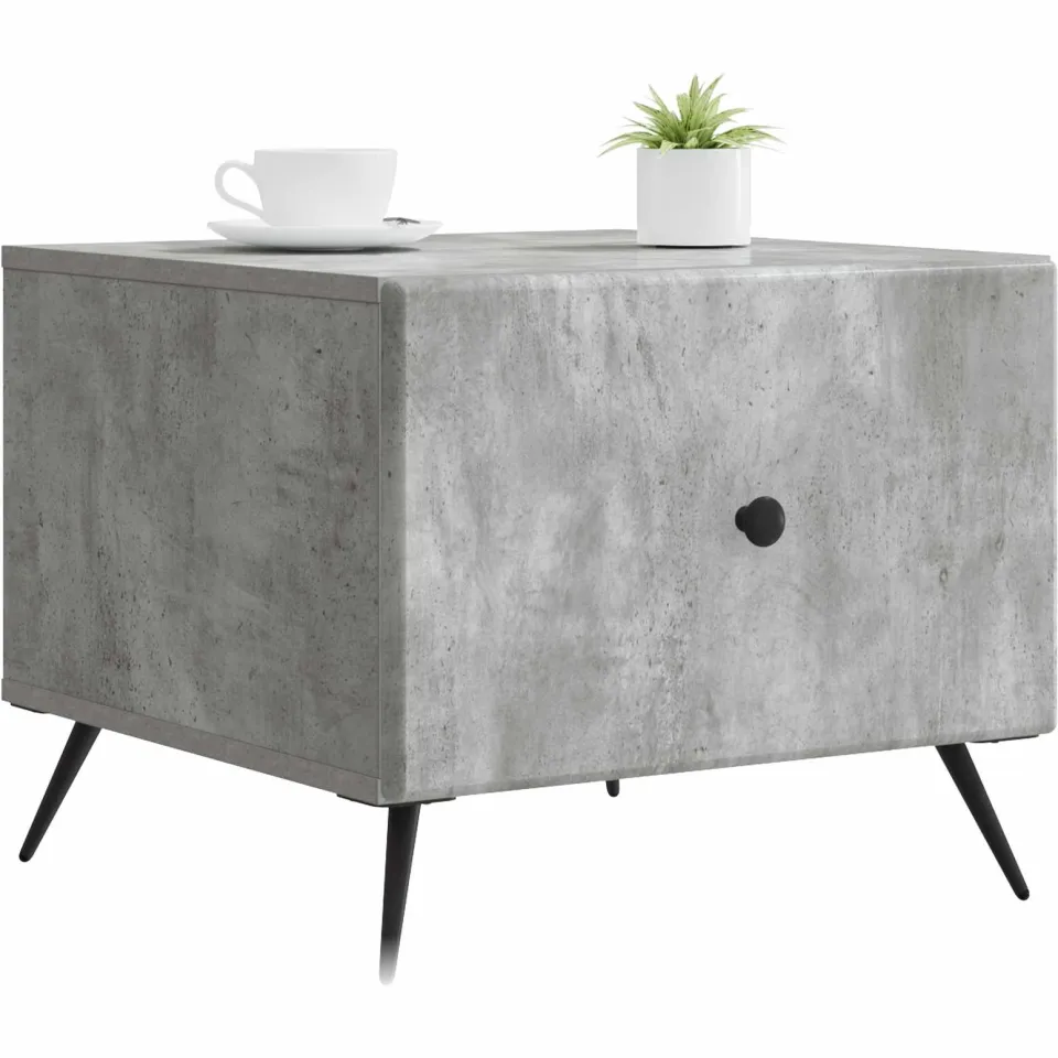 vidaXL Salontafel Betongrijs 49 x 50 x 40 cm Bewerkt hout grijs, foto 3