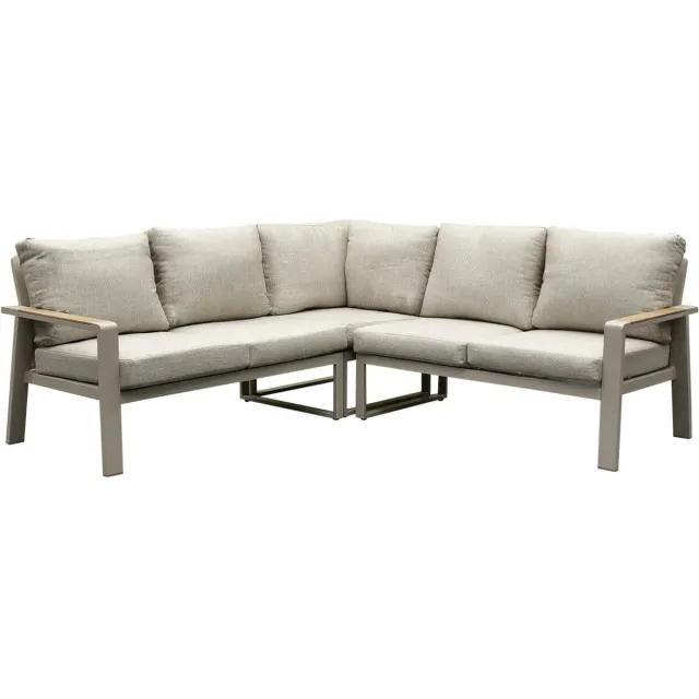 AVH-Collectie Lola hoek loungeset 3-delig aluminium latte zand Taupe, Zand / Latte / Linen