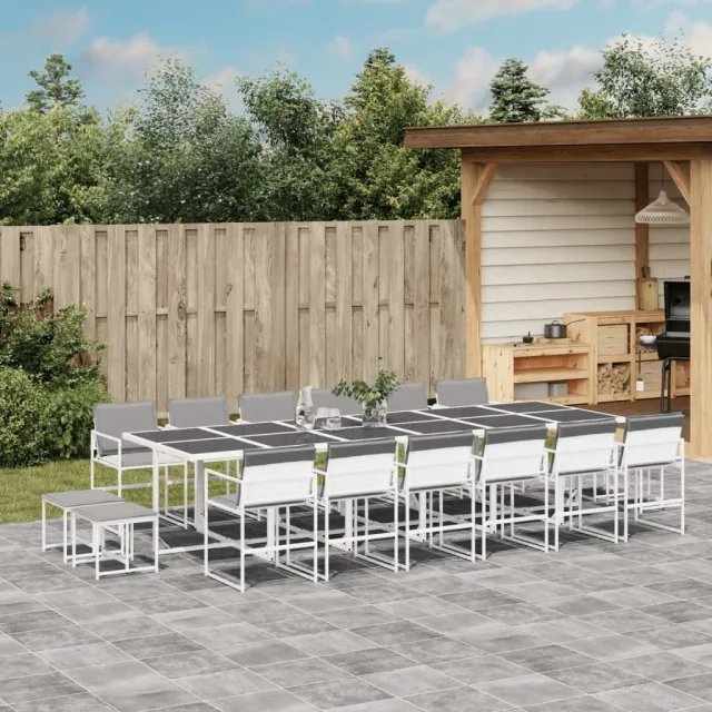 vidaXL 17-delige Tuinset met kussens textileen wit, foto 2