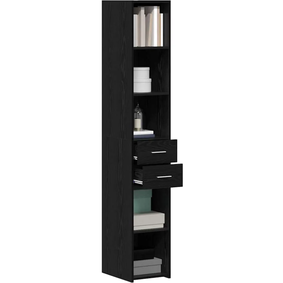 vidaXL Boekenkast met lade Zwart Eiken 30 x 42.4 x 185.2 cm