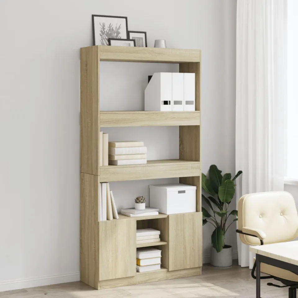 vidaXL Hoge kast 92x33x180 cm bewerkt hout sonoma eikenkleurig, foto 3