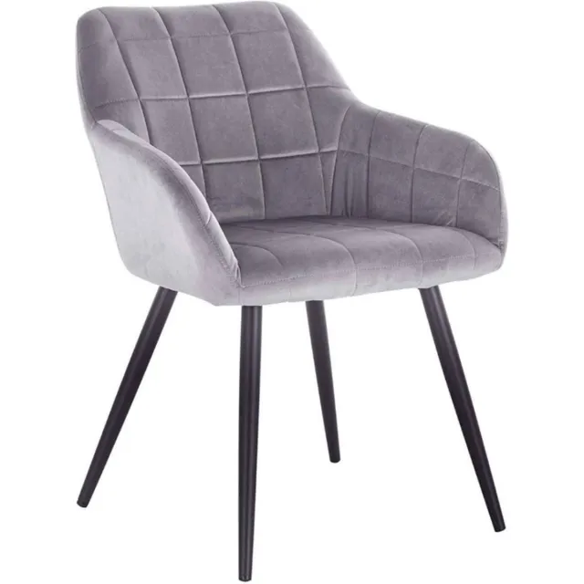 Saphly Eetkamerstoelen Set Grijs - Luxe, Velvet en Fauteuils met armleuning - Voor Eetkamer, Keuken en Woonkamer Gray