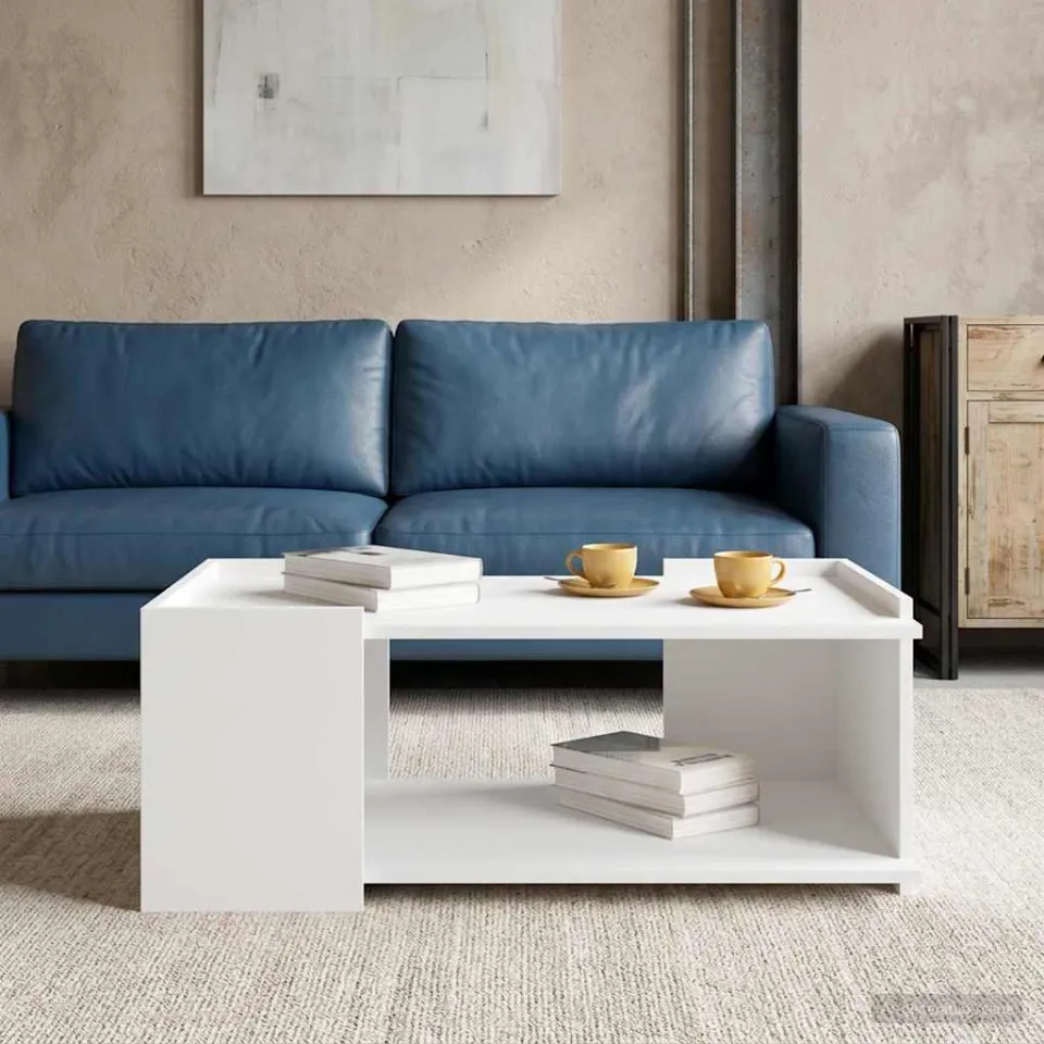 vidaXL Salontafel Wit 90 x 50 x 33 cm Bewerkt hout, foto 4