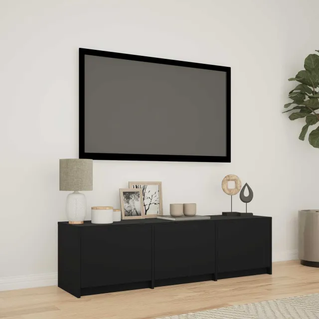 vidaXL TV-kast met LED 140 x 34 x 40 cm Zwart Geconstrueerd hout, foto 2