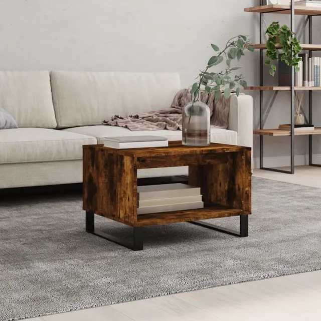 vidaXL Salontafel 60x50x40 cm bewerkt hout gerookt eikenkleurig, foto 2