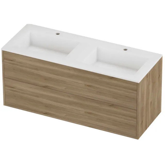Proline Aristo Badmeubelset Polystone Elegant In Kader 120x46x54 cm Mat White Cider Oak Eiken
