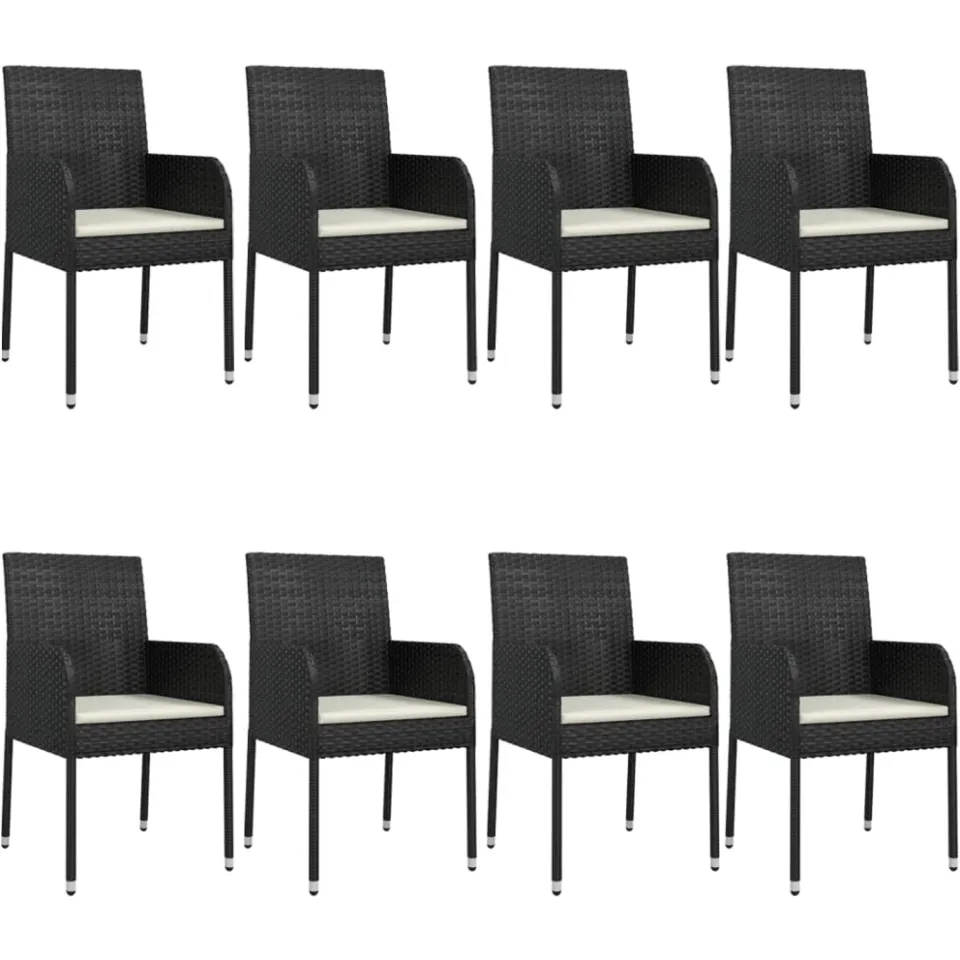 vidaXL 9-delige Tuinset poly rattan zwart