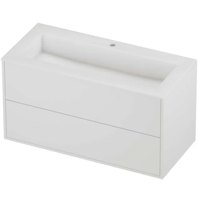Proline Aristo Badmeubelset Polystone Elegant In Kader 100x46x54 cm Glans Wit Mat White Mat Wit