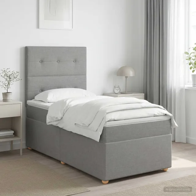 vidaXL Boxspringbed met matras Lichtgrijs 90 x 200 cm Stof