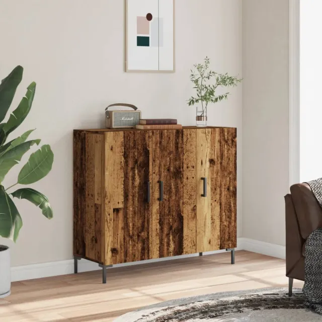 vidaXL Dressoir 90x34x80 cm bewerkt hout oud houtkleurig bruin, foto 2