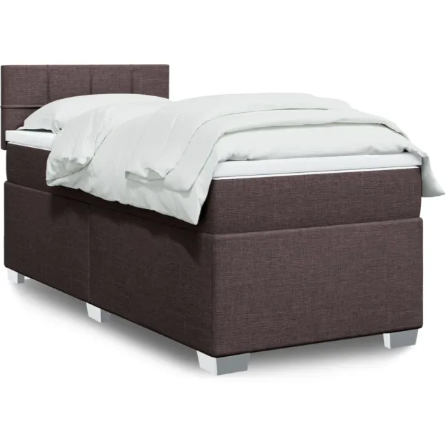 vidaXL Boxspring met matras stof donkerbruin 100x200 cm bruin