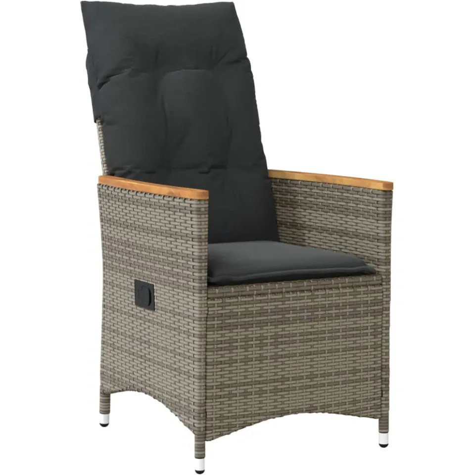 vidaXL 5-delige Tuinset met kussens poly rattan grijs