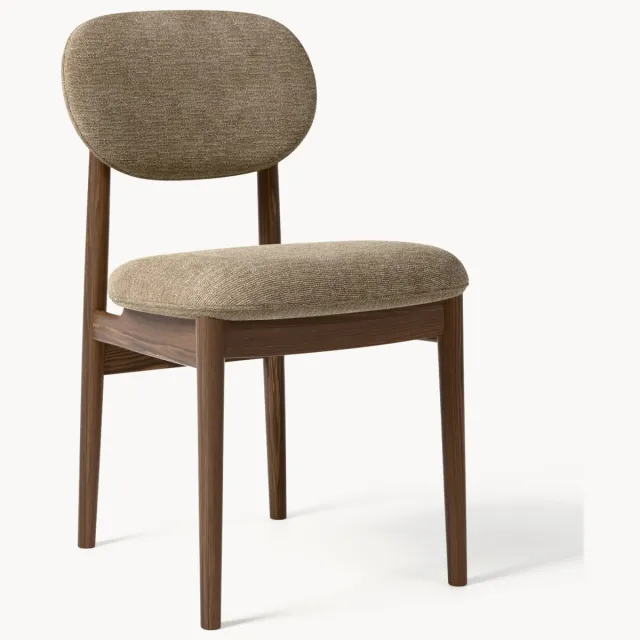 Westwing Collection Gestoffeerde stoel Ash van essenhout 5 Taupe