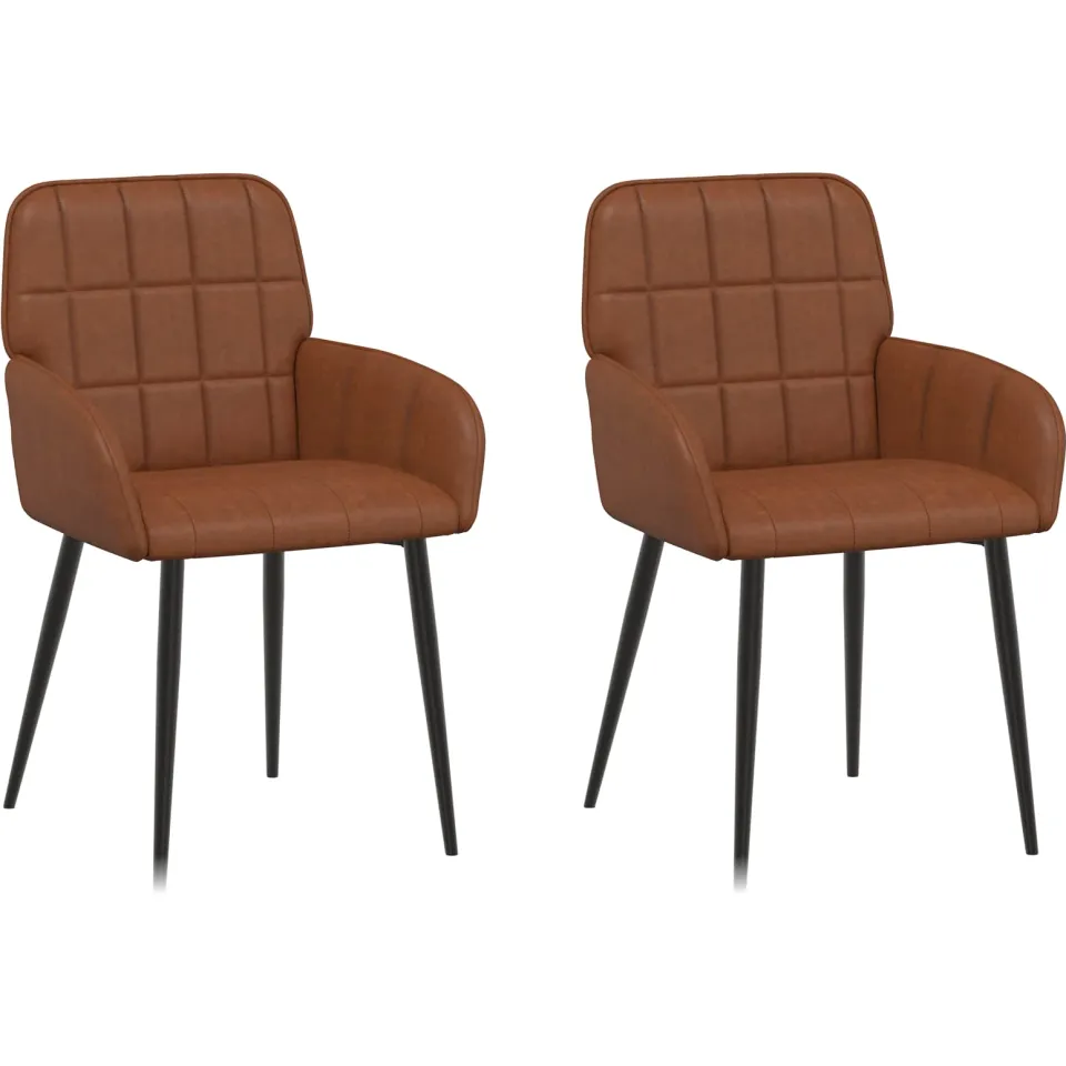 vidaXL Eettafelstoelen 2 st Kunstleer Bruin 56,5 x 50 x 85 cm, foto 3