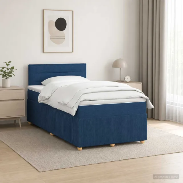 vidaXL Boxspringbed met matras met hoofdeinde Blauw 120 x 200 cm Stof