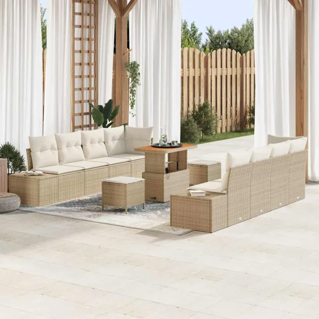 vidaXL Tuinbankenset 11 st Beige poly rattan