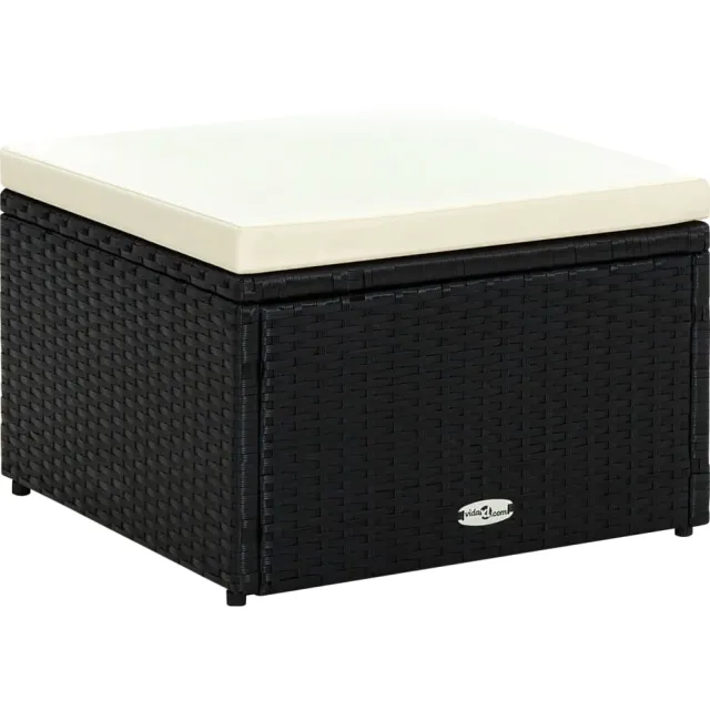 vidaXL Voetenbank/poef zwart 53x53x30 cm poly rattan