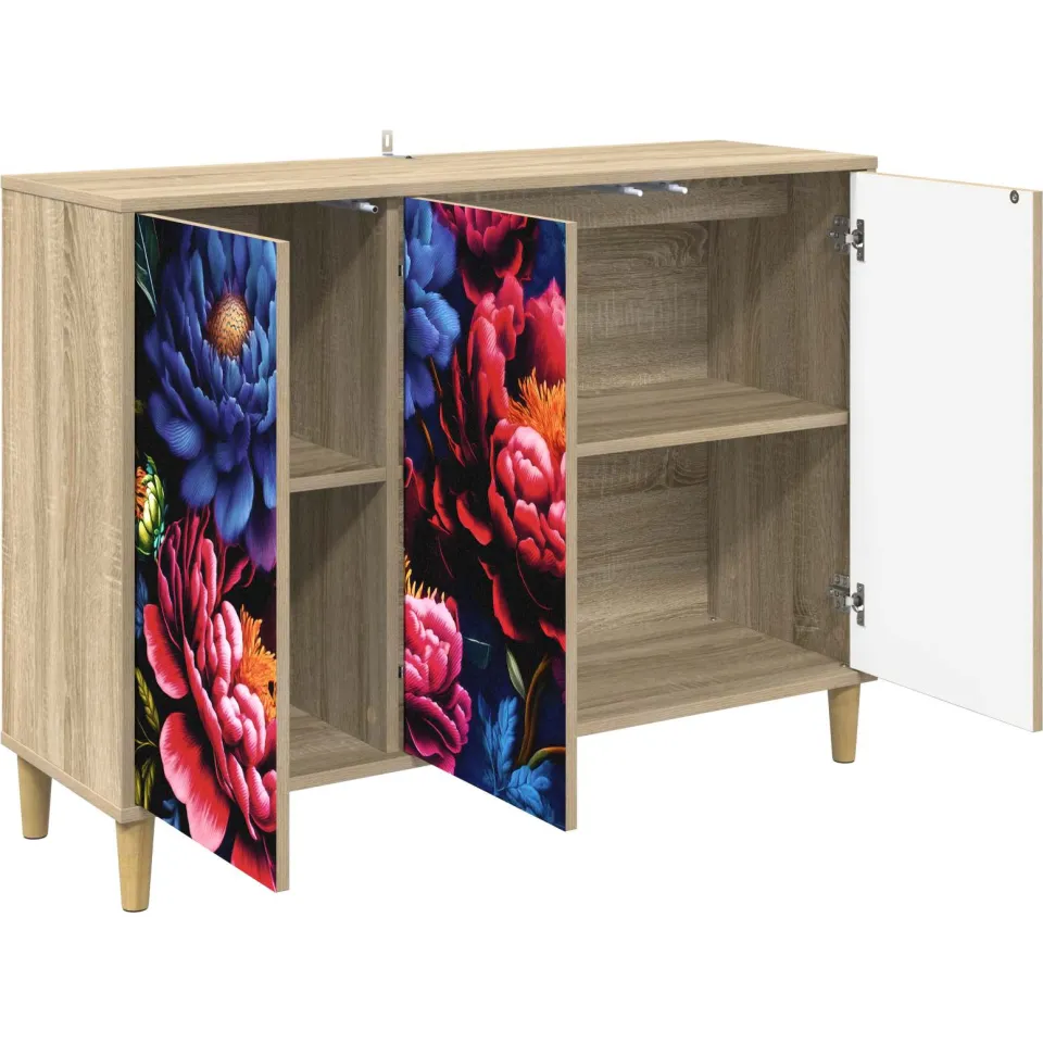 vidaXL Dressoir KIEL Sonoma 102 x 33 x 75 cm Bewerkt hout Bruin