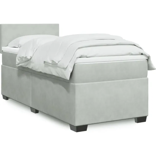 vidaXL Boxspring met matras fluweel lichtgrijs 100x200 cm grijs