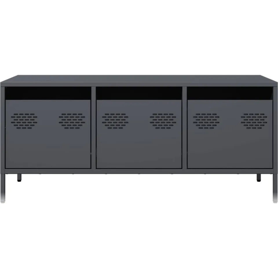vidaXL Tv-meubel 101,5x39x43,5 cm koudgewalst staal antracietkleurig, foto 4