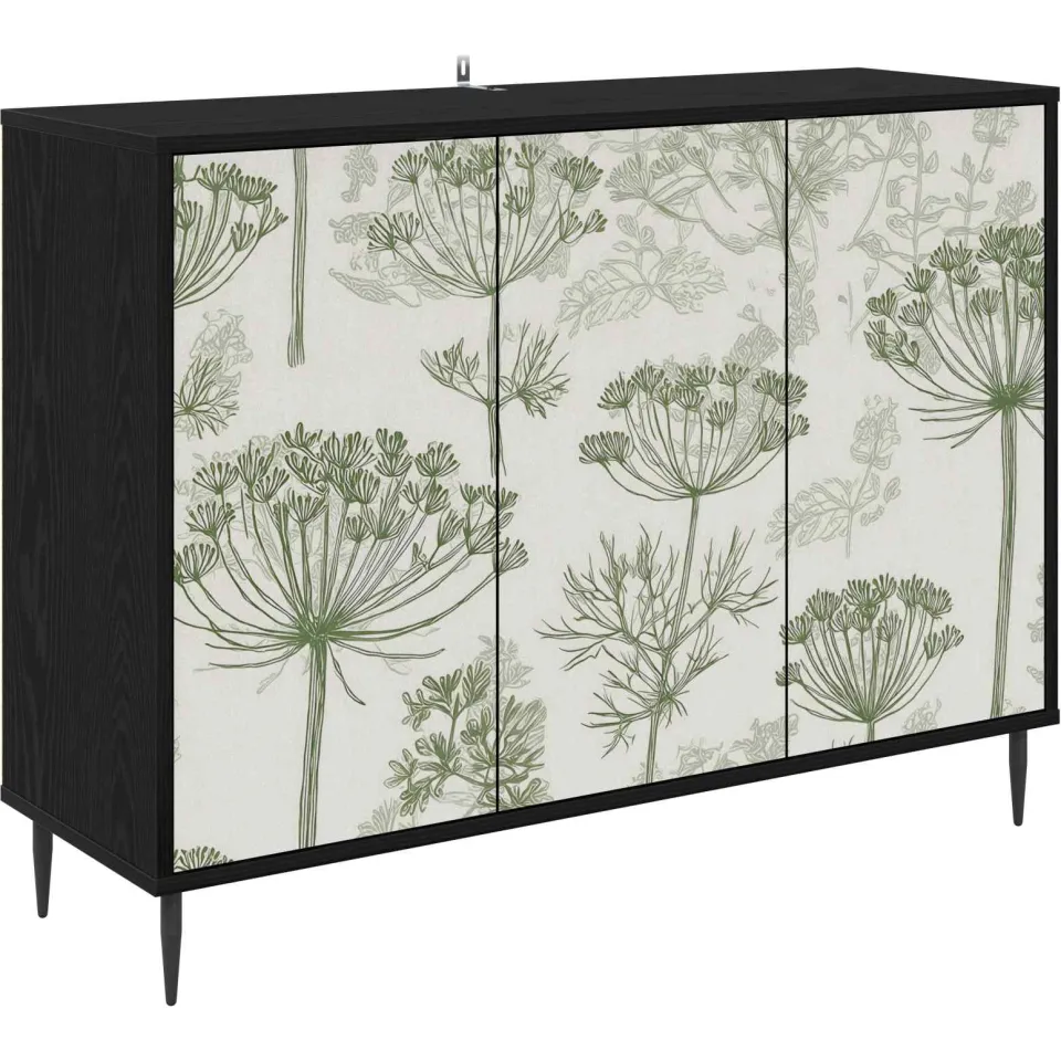 vidaXL Dressoir GOTHA Zwart eiken 102 x 33 x 76 cm Bewerkt hout, foto 3