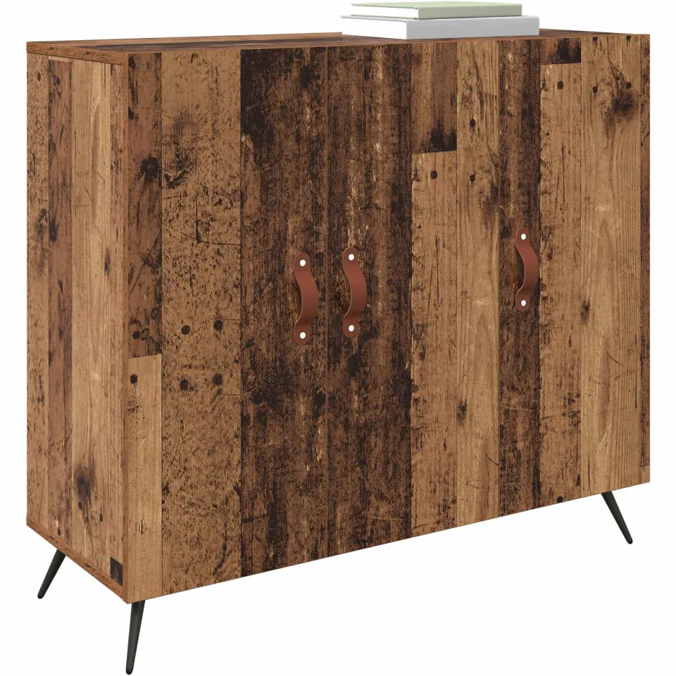 vidaXL Dressoir Oudhout 89,5 x 34 x 80 cm Bewerkt hout Bruin