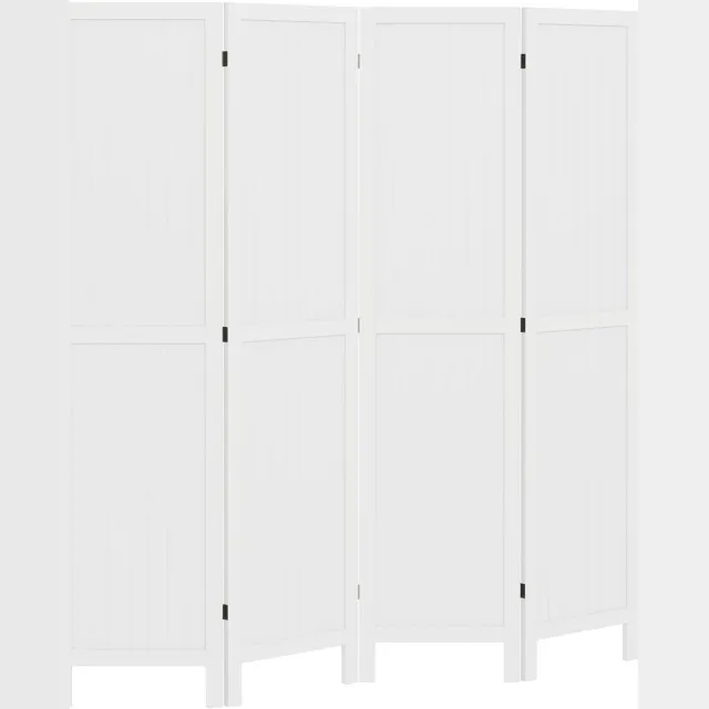Homcom Room Divider-160x170x1.8cm-Paulownia hout-Wit