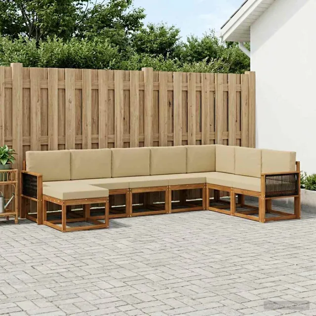 vidaXL Buiten bankenset 8 st 8-zits Natuurlijk en Beige