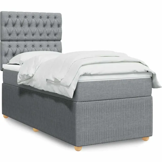 vidaXL Boxspring met matras stof lichtgrijs 90x190 cm grijs