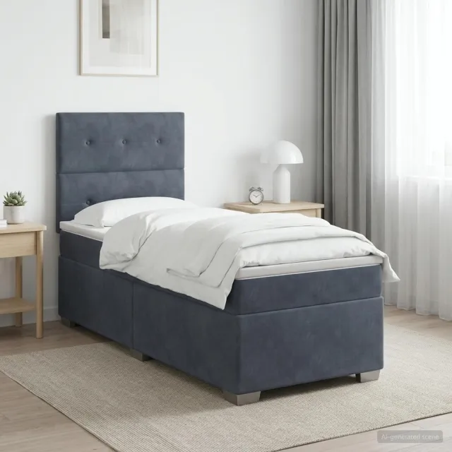 vidaXL Boxspringbed met matras Donkergrijs Enkel Fluweel
