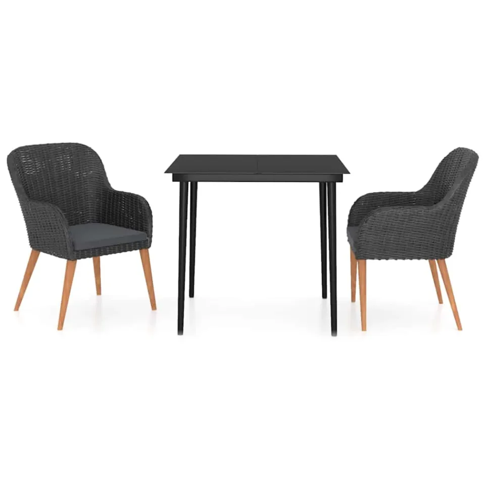 vidaXL 3-delige Tuinset met kussens zwart, foto 3