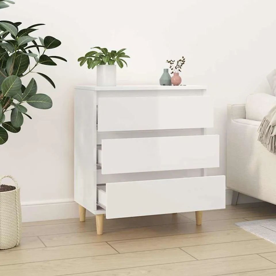 vidaXL Dressoir 60x35x70 cm bewerkt hout hoogglans wit, foto 3