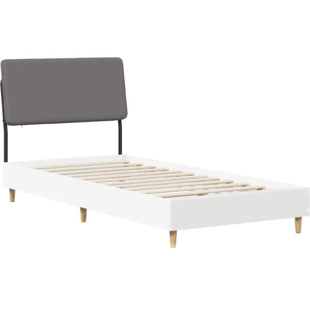 vidaXL Eenpersoonsbed met hoofdbord Wit en Lichtgrijs 100 x 200 cm