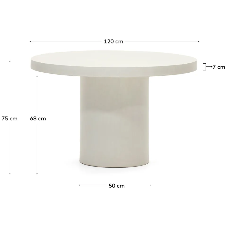 Kave Home Ronde Eettafel 'Aiguablava' Beton, 120cm, kleur Wit, foto 5