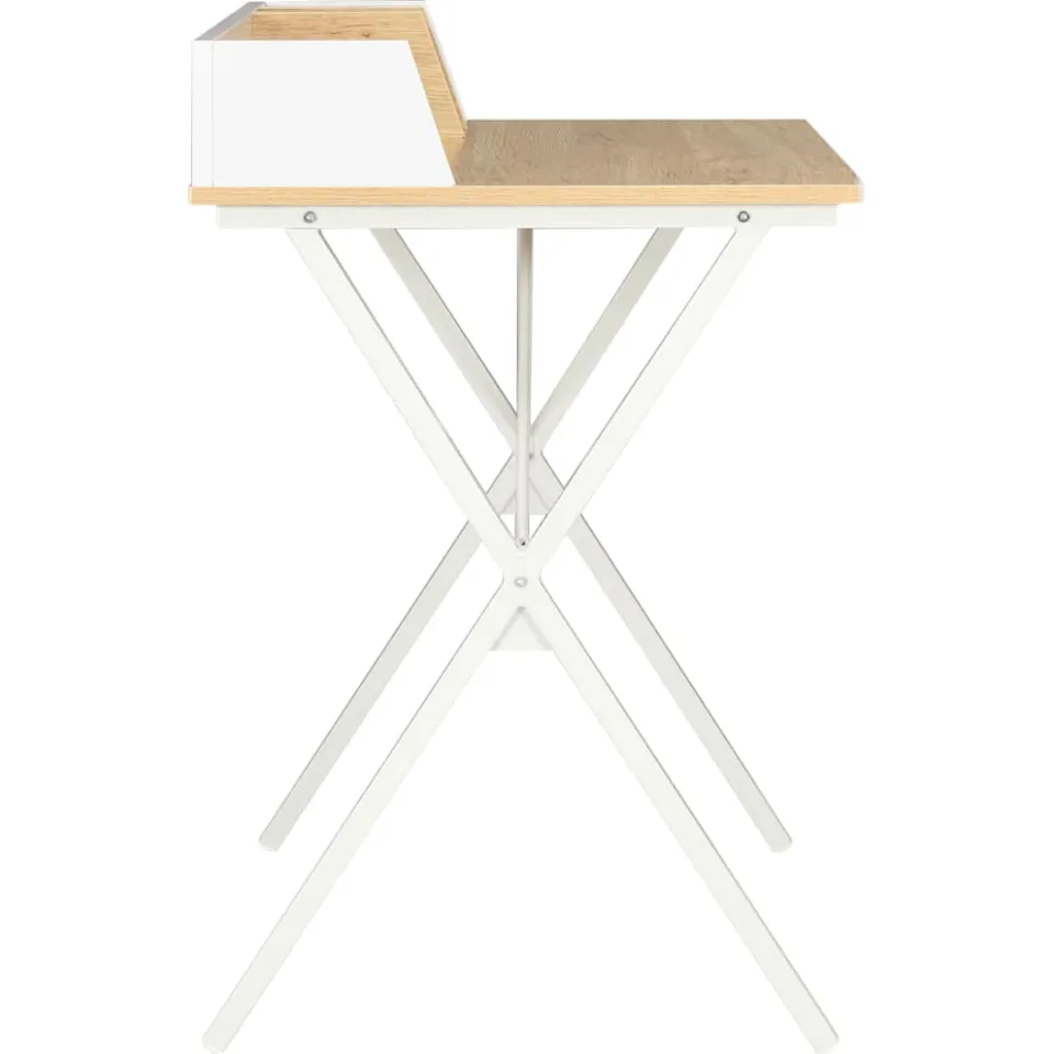 vidaXL Bureau 80x50x84 cm wit en natuurlijk, foto 4