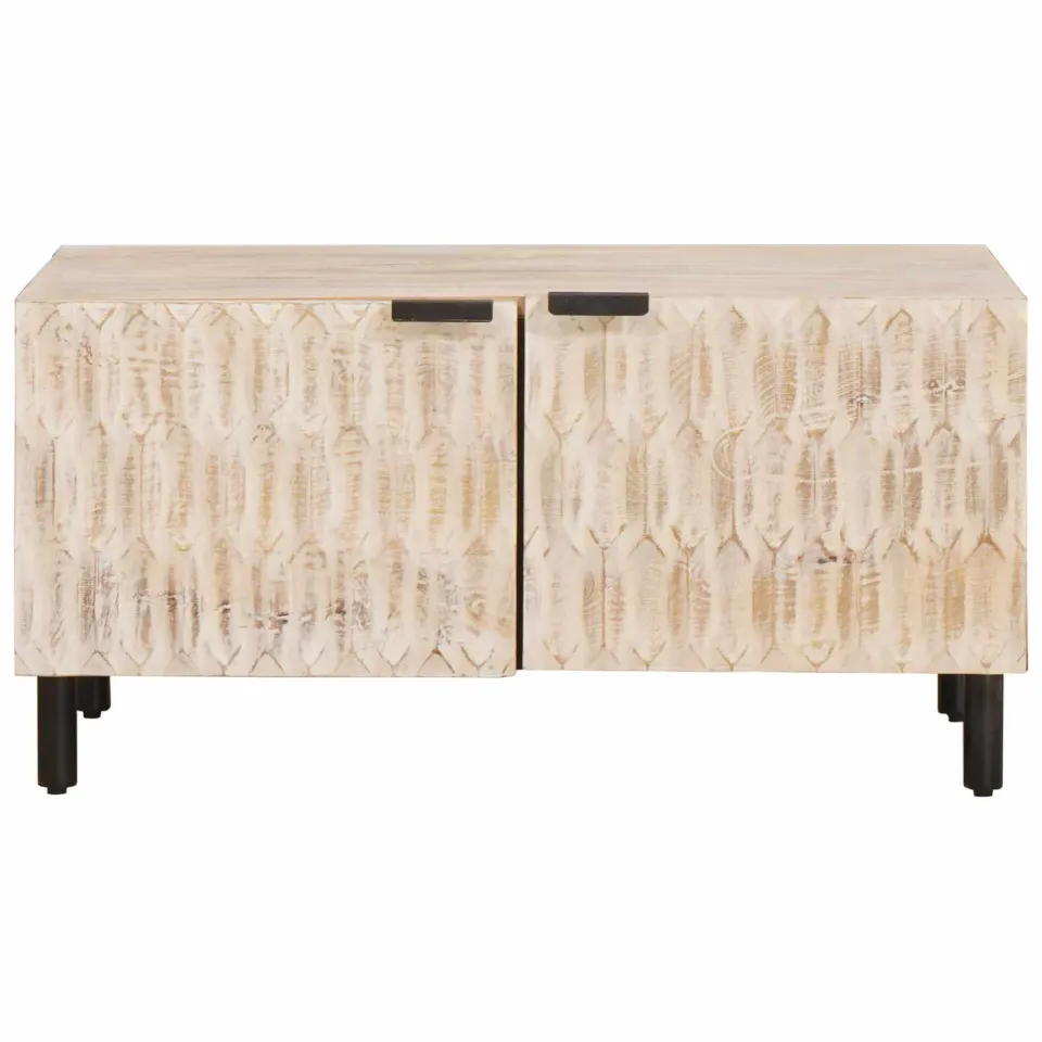 vidaXL Salontafel Wit 80 x 50 x 40 cm Massief Mango Hout, foto 3