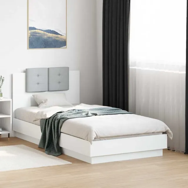 vidaXL Bedframe met hoofdbord en LED-verlichting wit 75x190 cm
