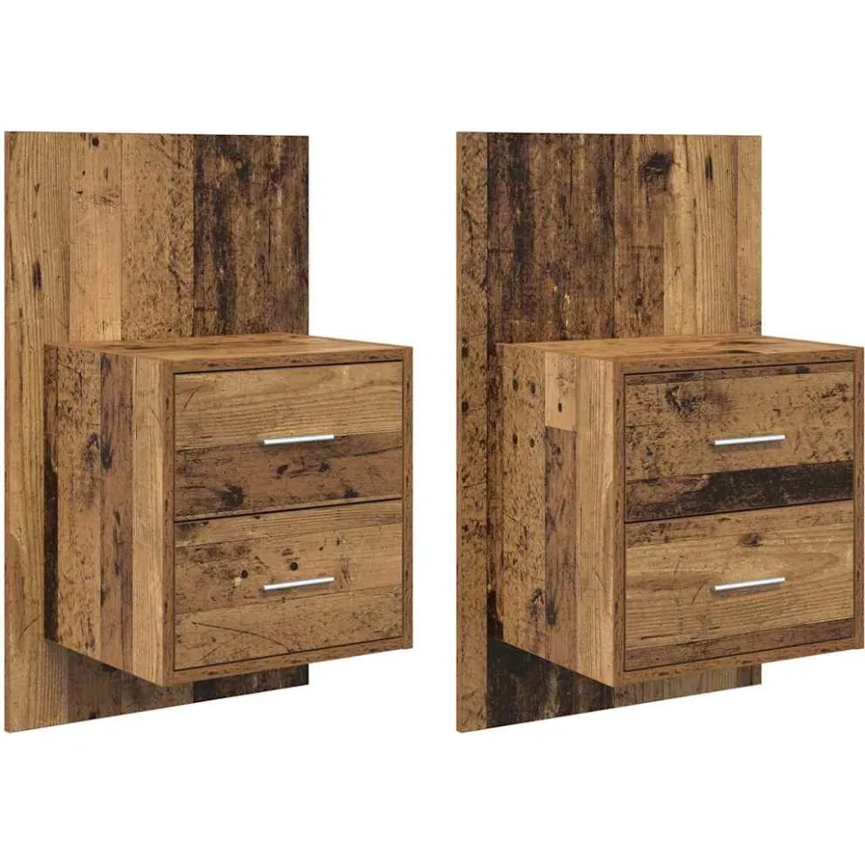 vidaXL Wandkastje 2 st Oud Hout 48,5 x 32,5 x 80 cm Bewerkt hout bruin, foto 3