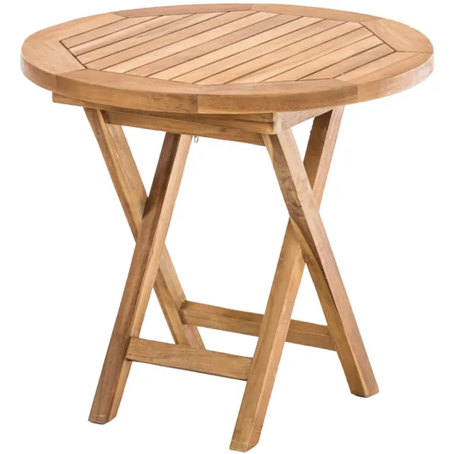 CLP Bijzettafel - inklapbare tuintafel Maharao - rond - teak - weerbestendig en ruimtebesparend - voor balkon, tuin, woonruimte - teak