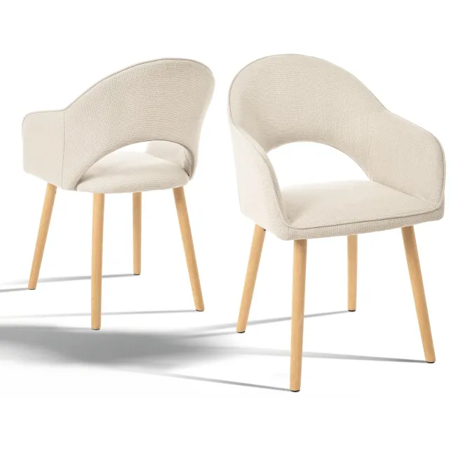 Mura Logistiek Mura Eetkamerstoelen - Kuipstoelen - Set van 2 - Hout - Crème