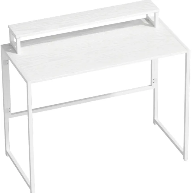 ZYLARO Inklapbaar Bureau met Afneembare Monitorstandaard - Ruimtebesparend Computerbureau - Kantoortafel - Werktafel - Desk - 100 x 48 x 87,5 cm - Wit