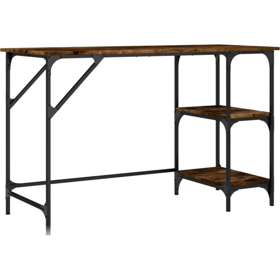 vidaXL Bureau 120x50x75 cm metaal en bewerkt hout gerookt eikenkleurig Bruin